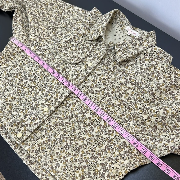 Solitaire Floral Print Allover Eyelets Snap Front Crop Jacket XL Dolman Sleeves - Picture 10 of 14